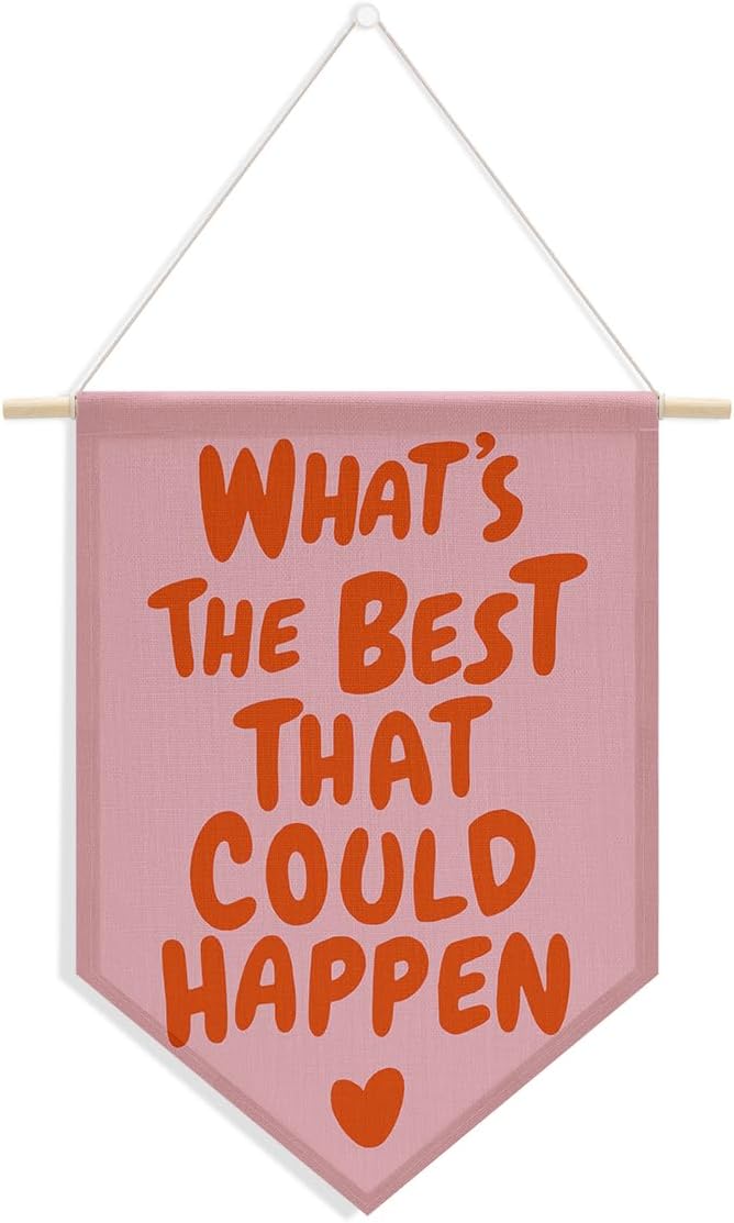 XFN Pink and Orange Preppy Wall Decor Inspirational Positive Affirmations Aesthetic Wall Hanging Pennant Flag Banner Preppy Stuff Classroom Bedroom Girls Room Home Decor Wall Art Christmas Birthday Gifts - Image 1